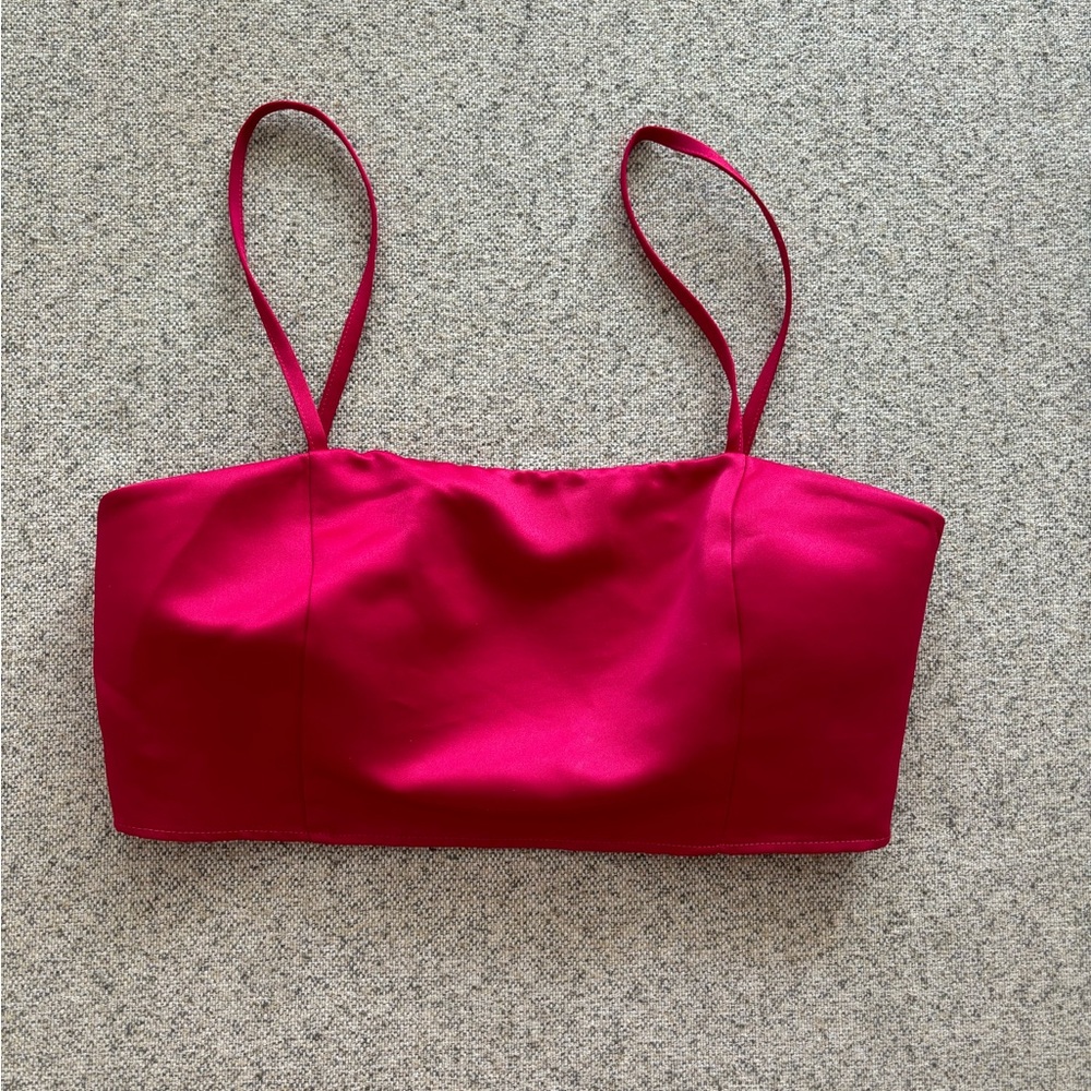Zara Magenta/Fuchsia Satin effect crop top